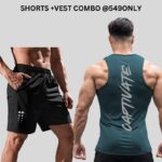 3Colours RGB Men's Active Wear Sleeveless And Sports Shorts Combo rgb1224