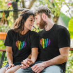 valentine's day Couple T-Shirts Design Black Heart