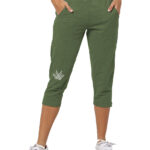 3Colours RGB Women Cotton 3/4th pants  Capris -FLOWER