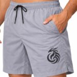 3Colors Men’s Quick Dry Sports Shorts with Pockets | Lightweight Running & Gym Shorts | Elastic Waist with Drawstring | Active Training Wear-Dragon Shorts