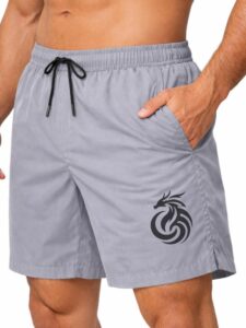 3Colors Men’s Quick Dry Sports Shorts with Pockets | Lightweight Running & Gym Shorts | Elastic Waist with Drawstring | Active Training Wear-Dragon Shorts