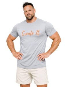 3Colors Men’s Motivational Graphic T-Shirt – “Create It.” Printed Workout Tee – Athletic Fit Short Sleeve Gym Shirt for Training, Running & Casual Wear-Create IT