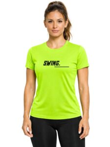 3Colors Women’s Active T-Shirt | Breathable Quick-Dry Gym Workout Tee | Slim Fit Stretch Sports Top for Running, Yoga & Training-Swing LINE