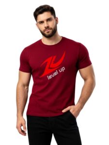 3Colors Men’s Active Polyester T-Shirt | Quick Dry Gym & Sports Wear | Breathable Stretch Workout Tee | Slim Fit Training Running T-Shirt-R Level UP