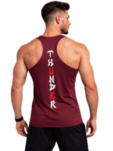 3Colors Men’s RB Cut Gym Vest | Racerback Sleeveless Workout Tank | Quick Dry Training for Running, Fitness & Sports-RB CUT Thunder