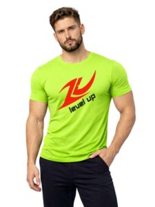 3Colors Men’s Active Polyester T-Shirt | Quick Dry Gym & Sports Wear | Breathable Stretch Workout Tee | Slim Fit Training Running T-Shirt-R Level UP