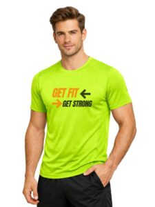 3Colors Men's Active Polyester T-Shirt | Quick Dry Gym Wear | Stretch Sports Tee for Workout, Running, Training | Slim Fit Performance T Shirt-GET FIT GET Strong