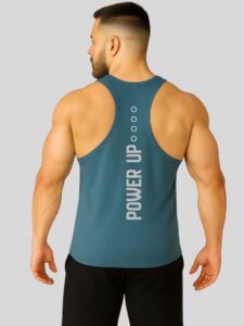 3Colors Men’s Gym Vest Sleeveless Racerback – Muscle Fit Sports Tank Top for Workout, Training & Bodybuilding-RB Cut Power UP