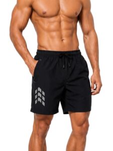3Colors Men’s Running Shorts for Gym Workout Sports Training | Quick Dry Lightweight Activewear Shorts with Pockets & Drawstring | Athletic Fitness-Road Arrow