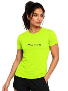 3Colors Women’s Active Dry Fit Sports Active T-Shirt | Quick Dry Gym Workout Tee | Athletic Running Training Top-Active Blackline