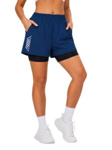 3Colors Women's 2-in-1 Running Shorts | High Waist Quick Dry | Gym Workout Shorts with Inner Compression | 5 Pockets | Lightweight Athletic Sports Shorts –WLINE