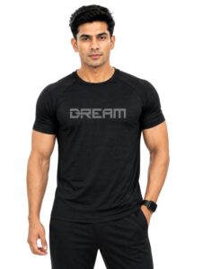 3Colors Men's Snowfall Raglan Sleeve Sports T-Shirt Polyester Gym Tee-Dream