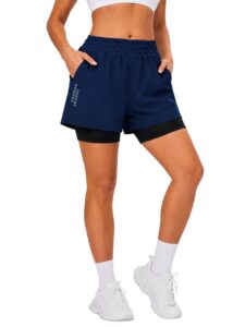 3Colors Women's 2-in-1 Sports Shorts | Quick Dry | Running & Gym Workout Shorts with Inner Compression | 5 Pockets | High Waist | Athletic Shorts – DOTHOLES
