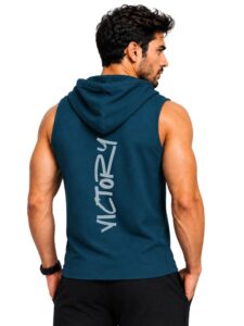 3Colors Men's Sleeveless Gym Hoodie Athletic Hooded Tank Top-VICTORY
