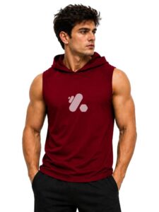 3Colors Men's Sleeveless Gym Hoodie | Quick Dry Active Hooded Tank Top | Lightweight Workout Vest for Gym, Running, Training & Fitness-MOTIONMARK