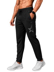 3Colors Men’s Track Pants Athletic Slimfit Secure Side Zipper Pocket-Star