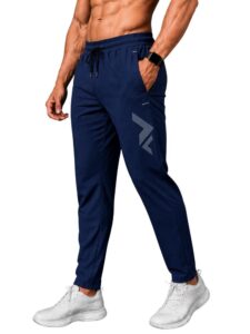 3Colors Men’s Track Pants Athletic Slim fit Secure Side Zipper Pocket-VVLOGO
