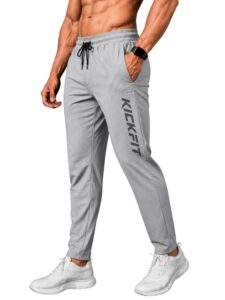 3Colors Men’s Track Pants for Gym Workout with Side Zipper Pocket-KICKFIT