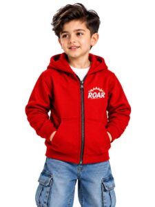 3Colors Kids Full Sleeve Cotton Zip Hoodie Sweatshirt for Casual Wear-ROAR